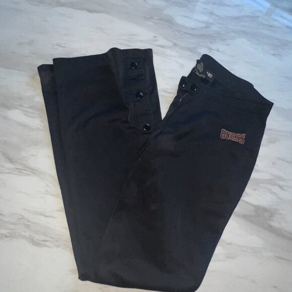 Guess Jeans Athletic Black Low Rise Wide Leg Pants w/ Snap Bottom Legs XS/TP - Picture 16 of 16